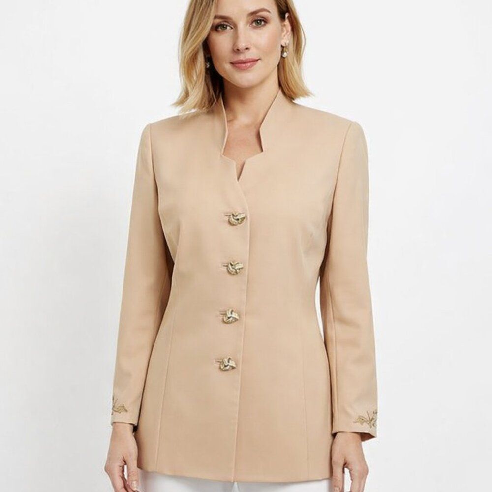 Stunning Moshita Beige Blazer Size 12 Beautiful Jacket Long Line NWOT